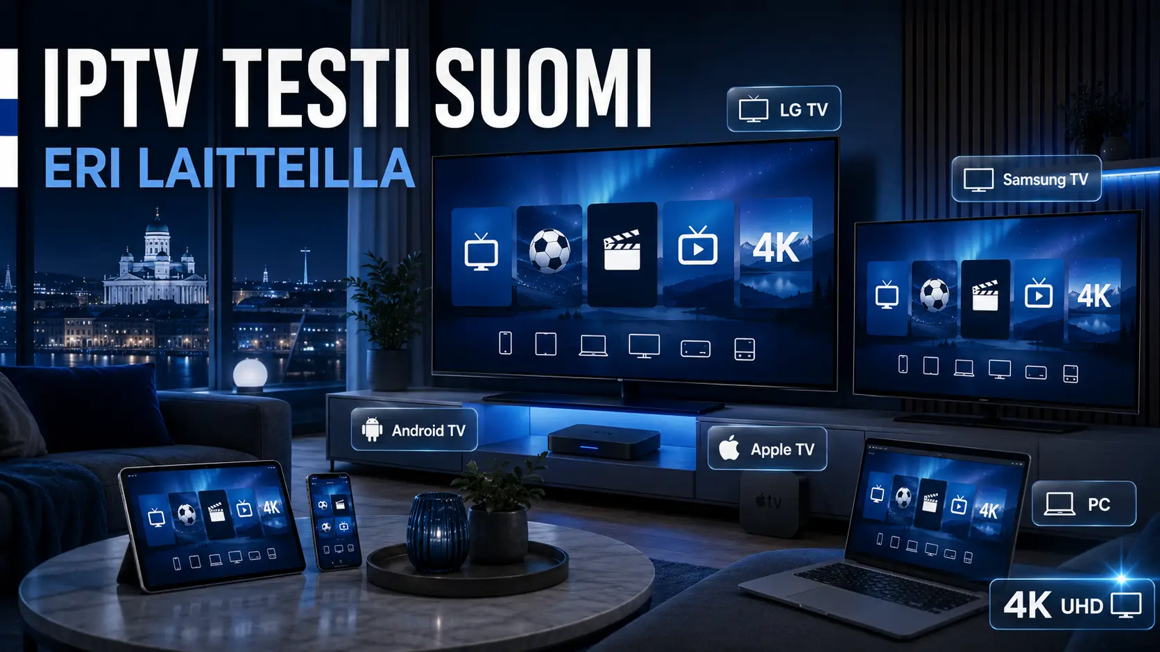 iptv testi suomi eri laitteilla lg samsung android tv apple tv
