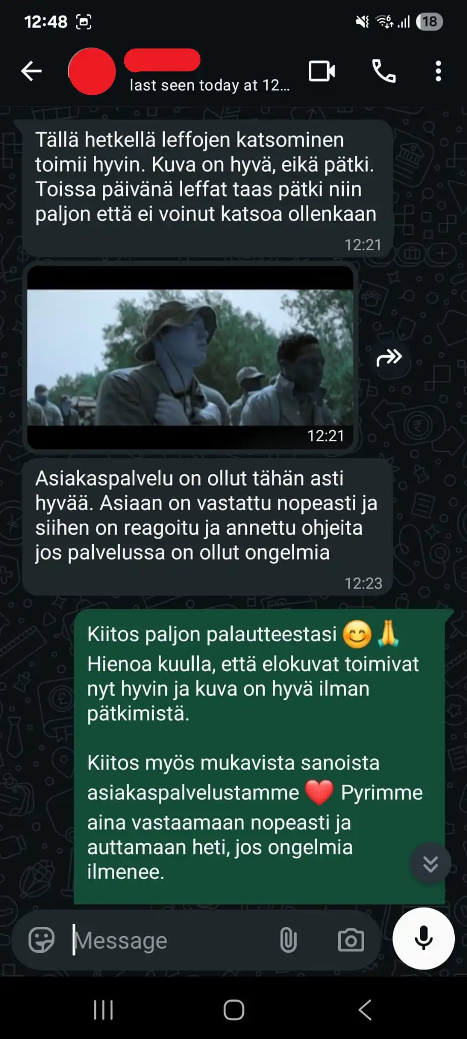 Suomalaisen IPTV asiakkaan palaute